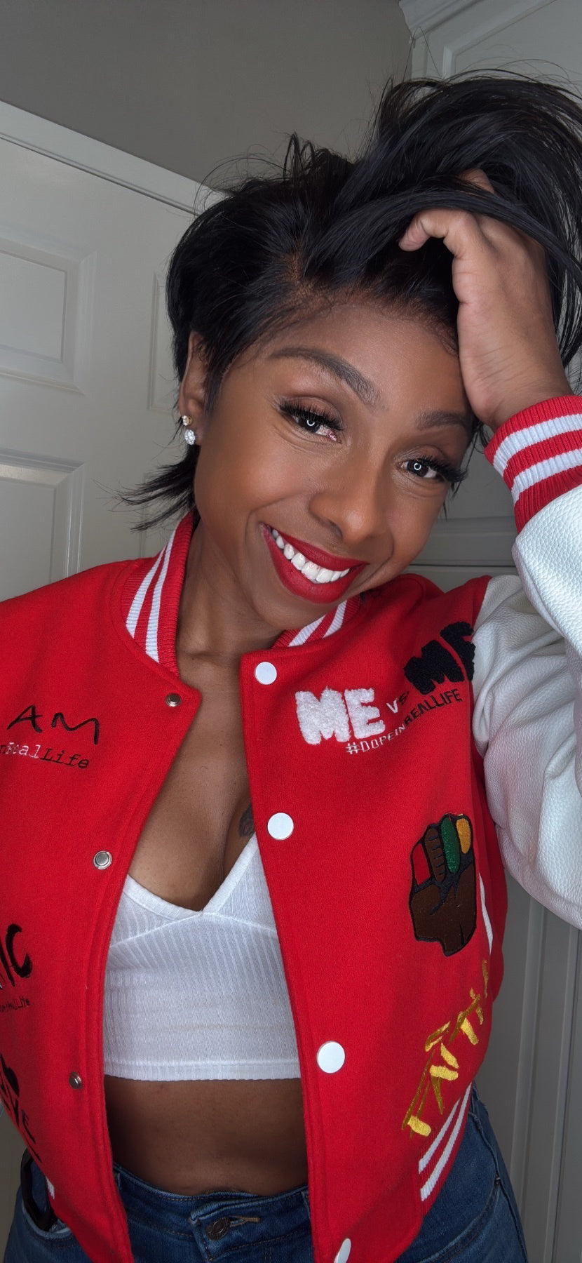 Everything Dope Cropped Letterman Jacket