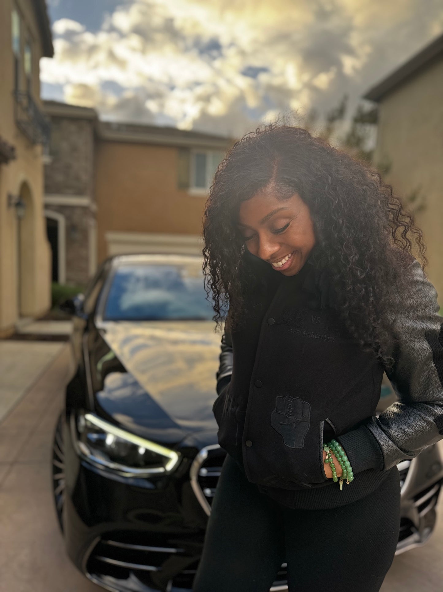 All Black Everything Letterman Jacket