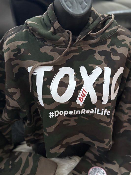 Camo Cropped Toxic But #DopeInRealLife Hoodie (only)